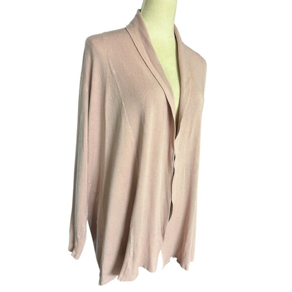 Lane Bryant Womens 18/20 Mauve Open Front Long Cardigan Ribbed Knit Sweater - Picture 4 of 9